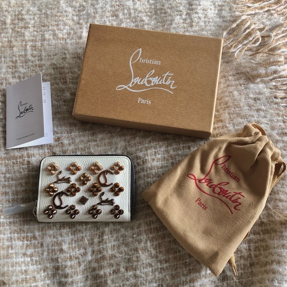 Christian Louboutin Panettone White Leather Stud Small Coin Purse Wallet - Picture 2 of 15